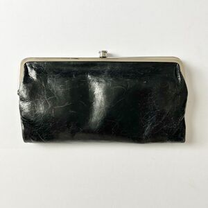 Hobo Lauren Clutch Wallet in Polished Black Leather